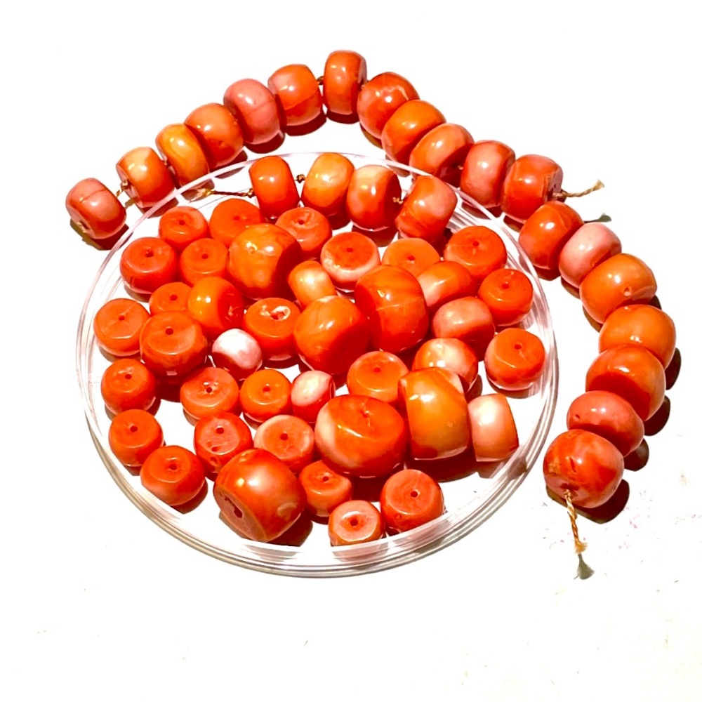 Over 60 Peach Coral Disc Beads 7x10mm